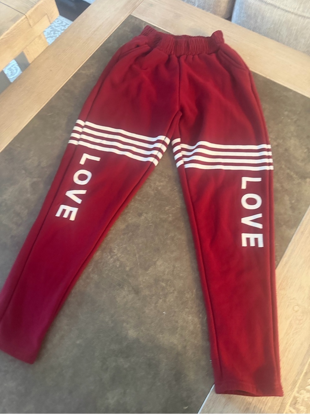 LOVE Women's Burgundy Track Jogger Set - Zip Hoodie & Pants - Picture 4 of 5